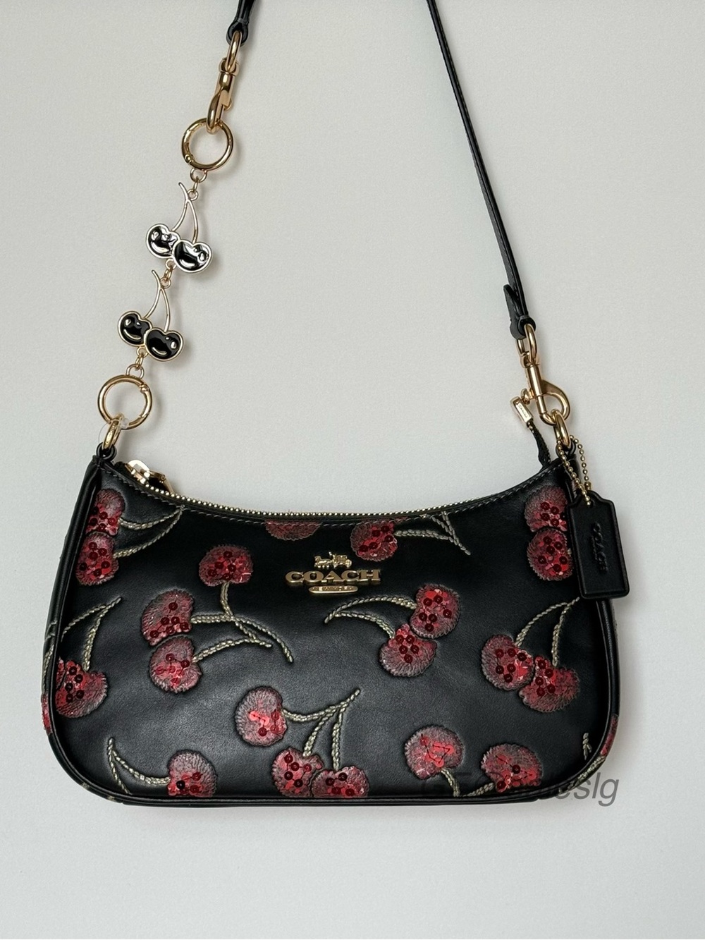 NWT Coach Teri Cherry Shoulder/Crossbody Bag Black w/ Chain Extender CCZ16